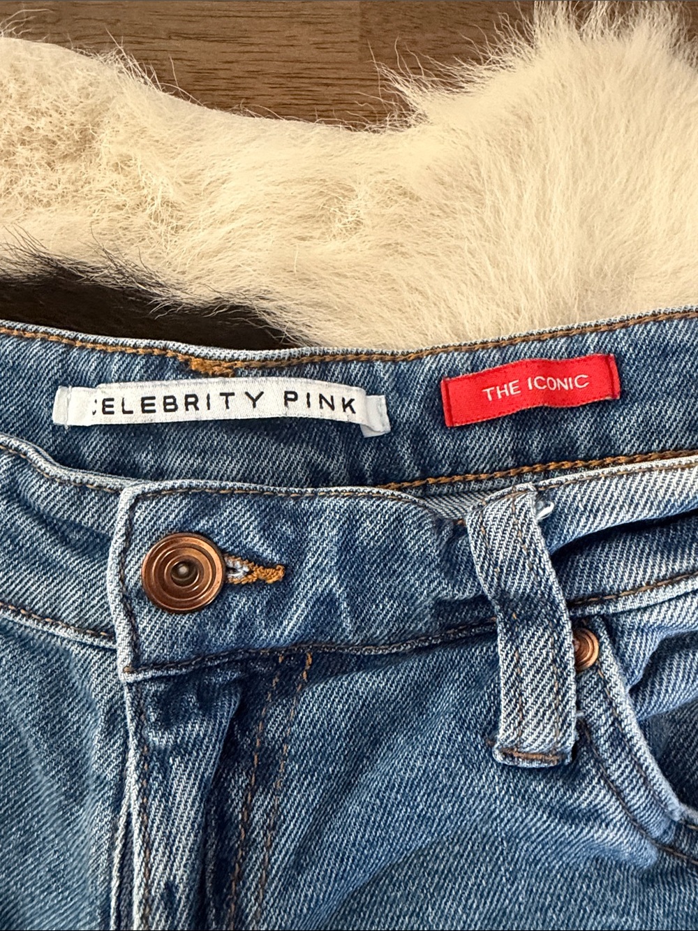 Celebrity Pink Light Blue Distressed Denim Shorts - Picture 2 of 5